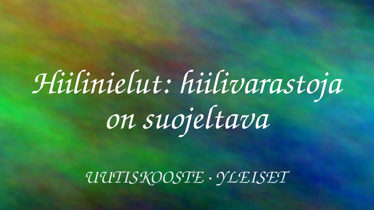 Hiilinielut: hiilivarastoja on suojeltava