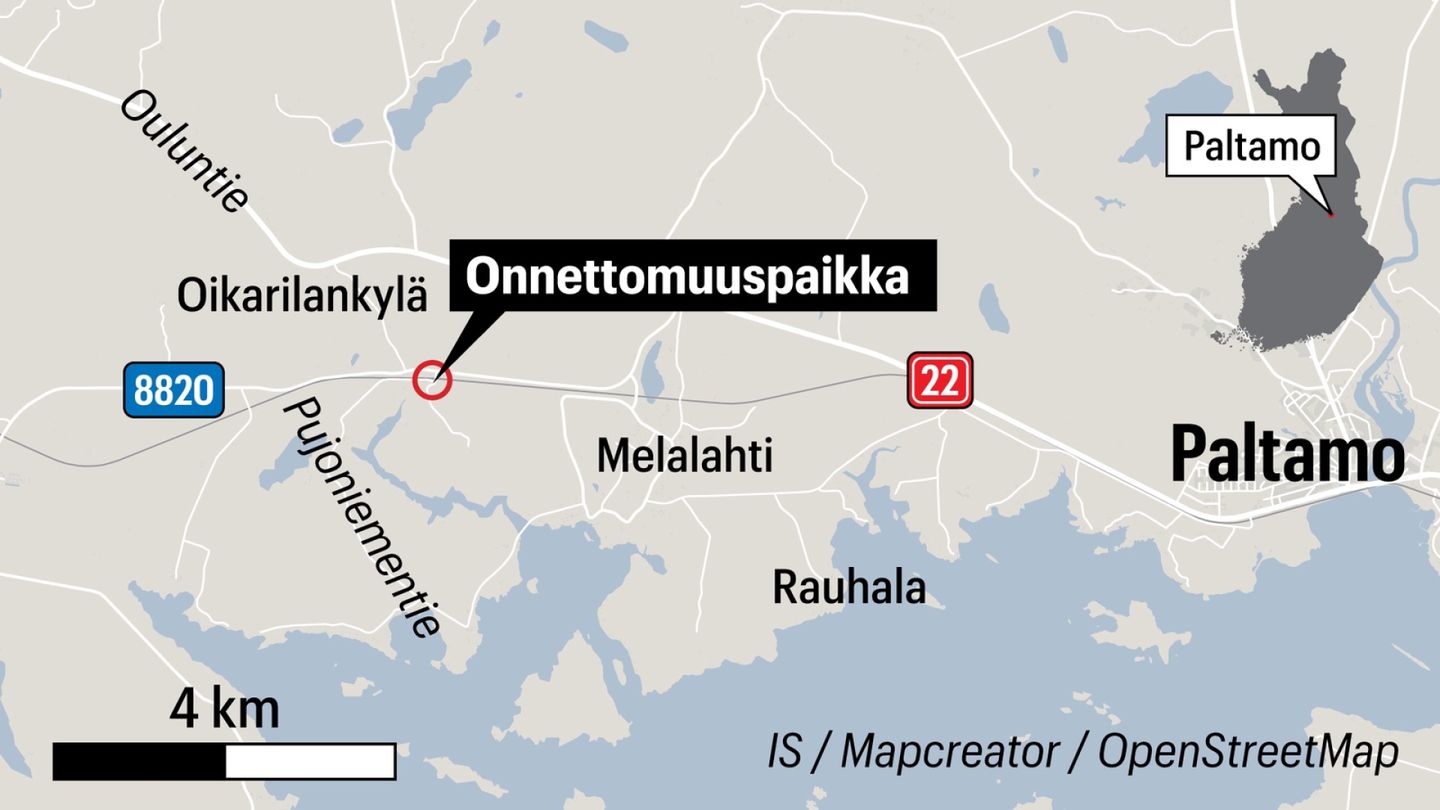 Raideonnettomuus Paltamossa – auto ajautui 300 metriä junan keulassa