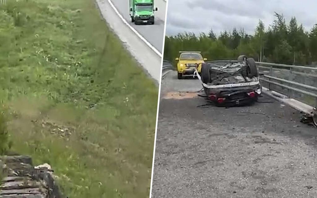 Raju ulosajo valtatie 8:lla Maskussa: henkilöauto päätyi ilmalennon jälkeen kevyenliikenteen sillalle
