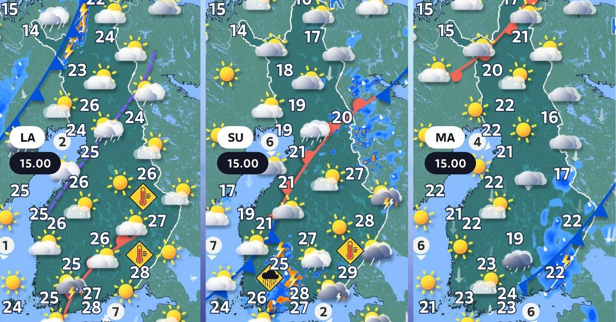 Viikonlopuksi on luvassa helteitä ja ukkoskuuroja – osassa maata lähes 30 astetta lämmintä